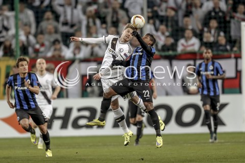  22.10.2015 WARSZAWA PILKA NOZNA <br />FOOTBALL POLISH LIGA EUROPY STADION LEGII <br />MECZ LEGIA WARSZAWA - CLUB BRUGGE<br />N/Z DOMINIK FURMAN JOSE IZQUIERDO<br /> 