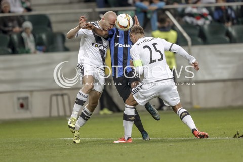  22.10.2015 WARSZAWA PILKA NOZNA <br />FOOTBALL POLISH LIGA EUROPY STADION LEGII <br />MECZ LEGIA WARSZAWA - CLUB BRUGGE<br />N/Z ABDOULAY DIABY JAKUB RZEZNICZAK<br /> 
