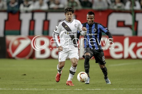  22.10.2015 WARSZAWA PILKA NOZNA <br />FOOTBALL POLISH LIGA EUROPY STADION LEGII <br />MECZ LEGIA WARSZAWA - CLUB BRUGGE<br />N/Z BOLINGOLI MBOMBO GUILHERME<br /> 
