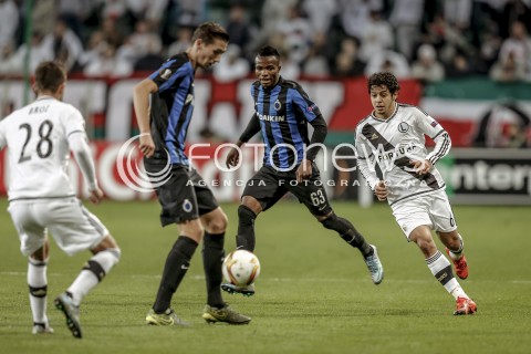  22.10.2015 WARSZAWA PILKA NOZNA  <br />FOOTBALL POLISH LIGA EUROPY STADION LEGII <br />MECZ LEGIA WARSZAWA - CLUB BRUGGE<br />N/Z BOLINGOLI MBOMBO GUILHERME<br /> 