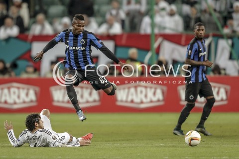  22.10.2015 WARSZAWA PILKA NOZNA <br />FOOTBALL POLISH LIGA EUROPY STADION LEGII <br />MECZ LEGIA WARSZAWA - CLUB BRUGGE<br />N/Z BOLINGOLI MBOMBO GUILHERME<br /> 