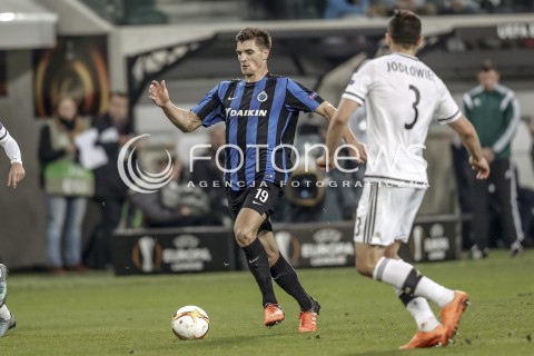  22.10.2015 WARSZAWA PILKA NOZNA <br />FOOTBALL POLISH LIGA EUROPY STADION LEGII <br />MECZ LEGIA WARSZAWA - CLUB BRUGGE<br />N/Z THOMAS MEUNIER<br /> 