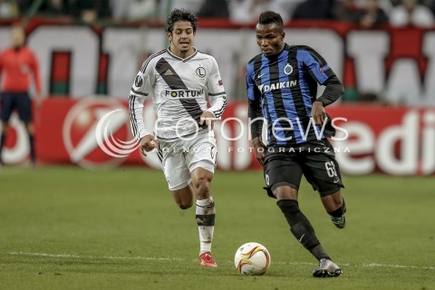  22.10.2015 WARSZAWA PILKA NOZNA <br />FOOTBALL POLISH LIGA EUROPY STADION LEGII <br />MECZ LEGIA WARSZAWA - CLUB BRUGGE<br />N/Z BOLINGOLI MBOMBO GUILHERME<br /> 