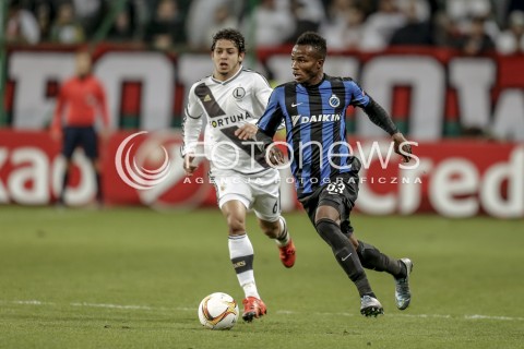  22.10.2015 WARSZAWA PILKA NOZNA <br />FOOTBALL POLISH LIGA EUROPY STADION LEGII <br />MECZ LEGIA WARSZAWA - CLUB BRUGGE<br />N/Z BOLINGOLI MBOMBO GUILHERME<br /> 