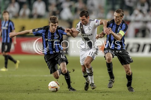 22.10.2015 WARSZAWA PILKA NOZNA <br />FOOTBALL POLISH LIGA EUROPY STADION LEGII <br />MECZ LEGIA WARSZAWA - CLUB BRUGGE<br />N/Z NEMANJA NIKOLIC BRANDON MECHELE<br /> 