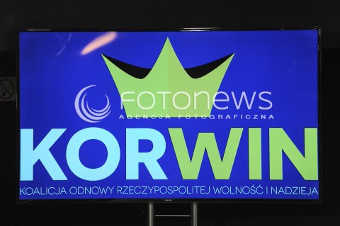  25.10.2015 WARSZAWA <br />WIECZOR WYBORCZY PARTII KORWIN<br />N/Z PARTIA KORWIN LOGO<br /> 