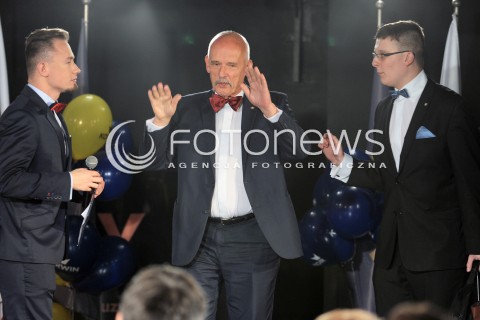  25.10.2015 WARSZAWA <br />WIECZOR WYBORCZY PARTII KORWIN<br />N/Z JANUSZ KORWIN MIKKE<br /> 