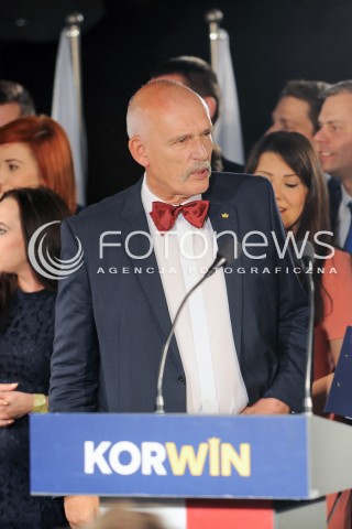  25.10.2015 WARSZAWA <br />WIECZOR WYBORCZY PARTII KORWIN<br />N/Z JANUSZ KORWIN MIKKE<br /> 