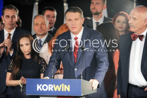  25.10.2015 WARSZAWA <br />WIECZOR WYBORCZY PARTII KORWIN<br />N/Z PRZEMYSLAW WIPLER<br /> 