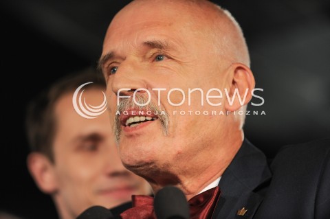 25.10.2015 WARSZAWA <br />WIECZOR WYBORCZY PARTII KORWIN<br />N/Z JANUSZ KORWIN MIKKE<br /> 