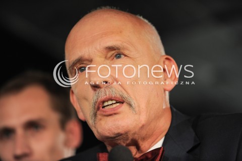  25.10.2015 WARSZAWA <br />WIECZOR WYBORCZY PARTII KORWIN<br />N/Z JANUSZ KORWIN MIKKE<br /> 