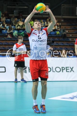  04.11.2015 RZESZOW POLAND<br />SIATKOWKA LIGA MISTRZOW <br />MEN CEV VOLLEYBALL CHAMPIONS LEAGUE 2015/2016<br />MATCH ASSECO RESOVIA - DRAGONS LUGANO <br />N/Z LUKAS TICHACEK SYLWETKA <br /> 