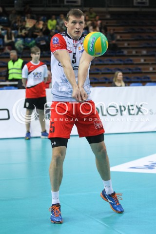  04.11.2015 RZESZOW POLAND<br />SIATKOWKA LIGA MISTRZOW <br />MEN CEV VOLLEYBALL CHAMPIONS LEAGUE 2015/2016<br />MATCH ASSECO RESOVIA - DRAGONS LUGANO <br />N/Z LUKAS TICHACEK SYLWETKA <br /> 