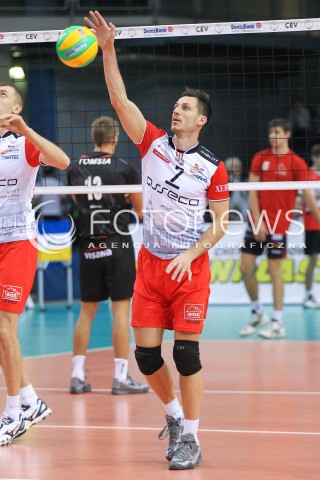 04.11.2015 RZESZOW POLAND<br />SIATKOWKA LIGA MISTRZOW <br />MEN CEV VOLLEYBALL CHAMPIONS LEAGUE 2015/2016<br />MATCH ASSECO RESOVIA - DRAGONS LUGANO <br />N/Z OLIEG ACHREM ( ALEH AKHREM ) SYLWETKA <br /> 