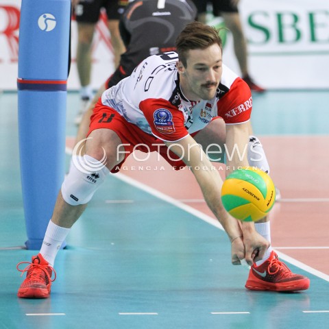  04.11.2015 RZESZOW POLAND<br />SIATKOWKA LIGA MISTRZOW <br />MEN CEV VOLLEYBALL CHAMPIONS LEAGUE 2015/2016<br />MATCH ASSECO RESOVIA - DRAGONS LUGANO <br />N/Z JULIEN LYNEEL SYLWETKA <br /> 