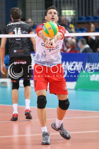  04.11.2015 RZESZOW POLAND<br />SIATKOWKA LIGA MISTRZOW <br />MEN CEV VOLLEYBALL CHAMPIONS LEAGUE 2015/2016<br />MATCH ASSECO RESOVIA - DRAGONS LUGANO <br />N/Z OLIEG ACHREM ( ALEH AKHREM ) SYLWETKA <br /> 