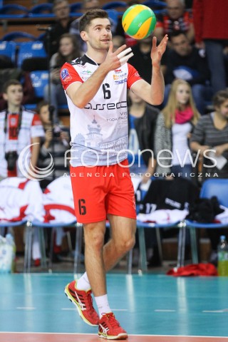  04.11.2015 RZESZOW POLAND<br />SIATKOWKA LIGA MISTRZOW <br />MEN CEV VOLLEYBALL CHAMPIONS LEAGUE 2015/2016<br />MATCH ASSECO RESOVIA - DRAGONS LUGANO <br />N/Z DAWID DRYJA SYLWETKA <br /> 