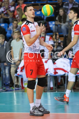  04.11.2015 RZESZOW POLAND<br />SIATKOWKA LIGA MISTRZOW <br />MEN CEV VOLLEYBALL CHAMPIONS LEAGUE 2015/2016<br />MATCH ASSECO RESOVIA - DRAGONS LUGANO <br />N/Z OLIEG ACHREM ( ALEH AKHREM ) SYLWETKA <br /> 