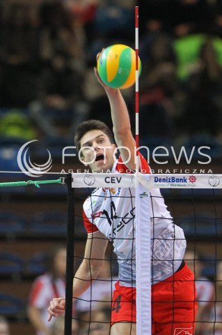  04.11.2015 RZESZOW POLAND<br />SIATKOWKA LIGA MISTRZOW <br />MEN CEV VOLLEYBALL CHAMPIONS LEAGUE 2015/2016<br />MATCH ASSECO RESOVIA - DRAGONS LUGANO <br />N/Z ALEKSANDER SLIWKA SYLWETKA ATAK<br /> 