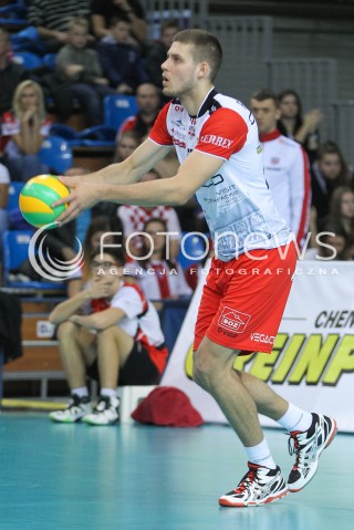  04.11.2015 RZESZOW POLAND<br />SIATKOWKA LIGA MISTRZOW <br />MEN CEV VOLLEYBALL CHAMPIONS LEAGUE 2015/2016<br />MATCH ASSECO RESOVIA - DRAGONS LUGANO <br />N/Z DMYTRO PASHYTSKYY ( PASZYCKI ) SYLWETKA <br /> 