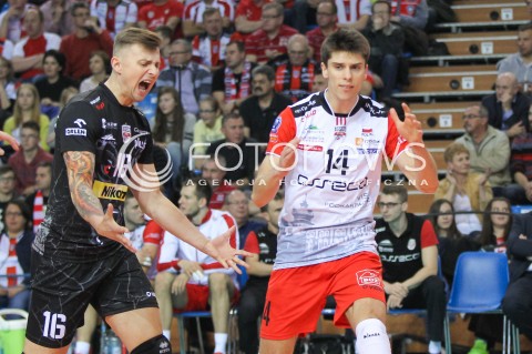  04.11.2015 RZESZOW POLAND<br />SIATKOWKA LIGA MISTRZOW <br />MEN CEV VOLLEYBALL CHAMPIONS LEAGUE 2015/2016<br />MATCH ASSECO RESOVIA - DRAGONS LUGANO <br />N/Z KRZYSZTOF IGNACZAK ALEKSANDER SLIWKA RADOSC EMOCJE <br /> 
