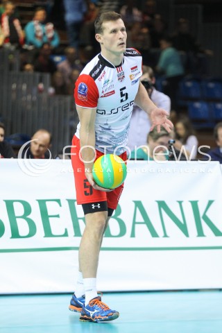  04.11.2015 RZESZOW POLAND<br />SIATKOWKA LIGA MISTRZOW <br />MEN CEV VOLLEYBALL CHAMPIONS LEAGUE 2015/2016<br />MATCH ASSECO RESOVIA - DRAGONS LUGANO <br />N/Z LUKAS TICHACEK SYLWETKA <br /> 