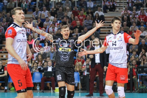  04.11.2015 RZESZOW POLAND<br />SIATKOWKA LIGA MISTRZOW <br />MEN CEV VOLLEYBALL CHAMPIONS LEAGUE 2015/2016<br />MATCH ASSECO RESOVIA - DRAGONS LUGANO <br />N/Z KRZYSZTOF IGNACZAK ALEKSANDER SLIWKA LUKAS TICHACEK RADOSC EMOCJE <br /> 