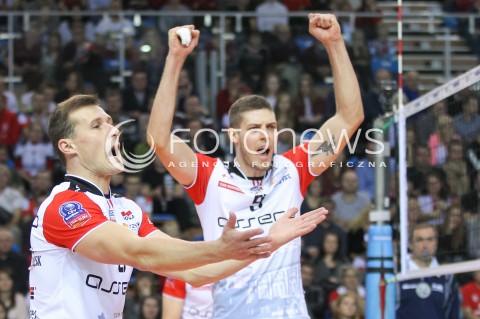 04.11.2015 RZESZOW POLAND<br />SIATKOWKA LIGA MISTRZOW <br />MEN CEV VOLLEYBALL CHAMPIONS LEAGUE 2015/2016<br />MATCH ASSECO RESOVIA - DRAGONS LUGANO <br />N/Z LUKAS TICHACEK DMYTRO PASHYTSKYY ( PASZYCKI ) RADOSC EMOCJE <br /> 