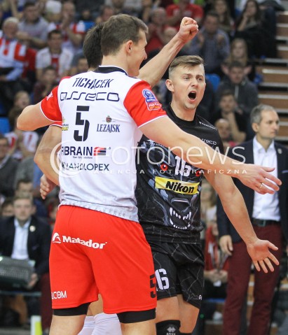  04.11.2015 RZESZOW POLAND<br />SIATKOWKA LIGA MISTRZOW <br />MEN CEV VOLLEYBALL CHAMPIONS LEAGUE 2015/2016<br />MATCH ASSECO RESOVIA - DRAGONS LUGANO <br />N/Z KRZYSZTOF IGNACZAK LUKAS TICHACEK RADOSC EMOCJE <br /> 