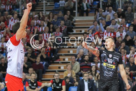  04.11.2015 RZESZOW POLAND<br />SIATKOWKA LIGA MISTRZOW <br />MEN CEV VOLLEYBALL CHAMPIONS LEAGUE 2015/2016<br />MATCH ASSECO RESOVIA - DRAGONS LUGANO <br />N/Z KRZYSZTOF IGNACZAK ALEKSANDER SLIWKA PO SERII ASOW SERWISOWYCH RADOSC EMOCJE<br /> 