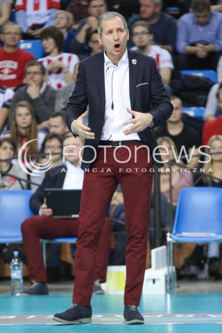  04.11.2015 RZESZOW POLAND<br />SIATKOWKA LIGA MISTRZOW <br />MEN CEV VOLLEYBALL CHAMPIONS LEAGUE 2015/2016<br />MATCH ASSECO RESOVIA - DRAGONS LUGANO <br />N/Z ANDRZEJ KOWAL - I TRENER ( HEAD COACH ) SYLWETKA <br /> 