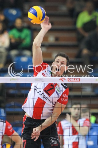 07.11.2015 RZESZOW<br />SIATKOWKA PLUSLIGA 2015/2016 MEN VOLLEYBALL POLAND POLISH PLUS LIGA LEAGUE SEASON 2015/2016<br />MECZ ASSECO RESOVIA RZESZOW - BBTS BIELSKO BIALA <br />N/Z OLIEG ACHREM ( ALEH AKHREM ) SYLWETKA ATAK<br /> 
