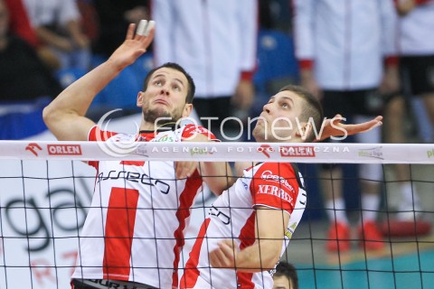  07.11.2015 RZESZOW<br />SIATKOWKA PLUSLIGA 2015/2016 MEN VOLLEYBALL POLAND POLISH PLUS LIGA LEAGUE SEASON 2015/2016<br />MECZ ASSECO RESOVIA RZESZOW - BBTS BIELSKO BIALA <br />N/Z BARTOSZ KUREK DMYTRO PASHYTSKYY ( PASZYCKI ) PODWOJNY ATAK<br /> 