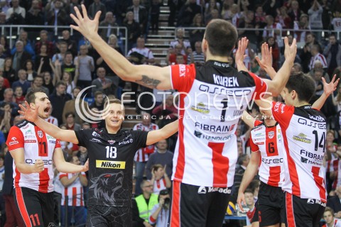  07.11.2015 RZESZOW<br />SIATKOWKA PLUSLIGA 2015/2016 MEN VOLLEYBALL POLAND POLISH PLUS LIGA LEAGUE SEASON 2015/2016<br />MECZ ASSECO RESOVIA RZESZOW - BBTS BIELSKO BIALA <br />N/Z FABIAN DRZYZGA DAMIAN WOJTASZEK RADOSC EMOCJE WYGRANA<br /> 
