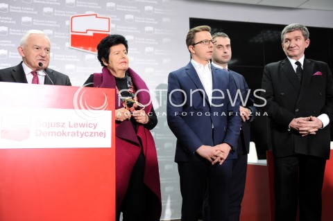  07.11.2015 WARSZAWA<br />RADA KRAJOWA SLD KONFERENCJA PRASOWA<br />N/Z LESZEK MILLER JOANNA SENYSZYN JERZY WENDERLICH<br /> 
