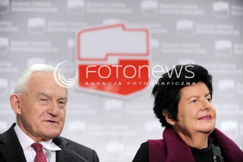  07.11.2015 WARSZAWA<br />RADA KRAJOWA SLD KONFERENCJA PRASOWA<br />N/Z LESZEK MILLER JOANNA SENYSZYN<br /> 