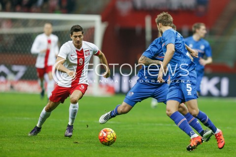  13.11.2015 WARSZAWA PILKA NOZNA <br />FRIENDLY FOOTBALL MATCH<br />POLISH NATIONAL TEAM<br />MECZ TOWARZYSKI<br />MECZ POLSKA - ISLANDIA<br />N/Z ROBERT LEWANDOWSKI<br /> 