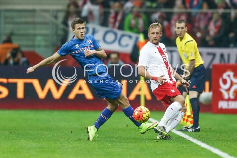  13.11.2015 WARSZAWA PILKA NOZNA <br />FRIENDLY FOOTBALL MATCH<br />POLISH NATIONAL TEAM<br />MECZ TOWARZYSKI<br />MECZ POLSKA - ISLANDIA<br />N/Z KAMIL GLIK<br /> 