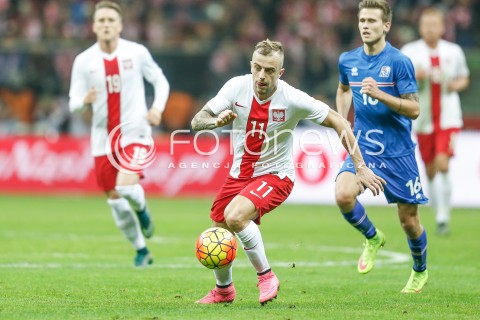  13.11.2015 WARSZAWA PILKA NOZNA <br />FRIENDLY FOOTBALL MATCH<br />POLISH NATIONAL TEAM<br />MECZ TOWARZYSKI<br />MECZ POLSKA - ISLANDIA<br />N/Z KAMIL GROSICKI<br /> 