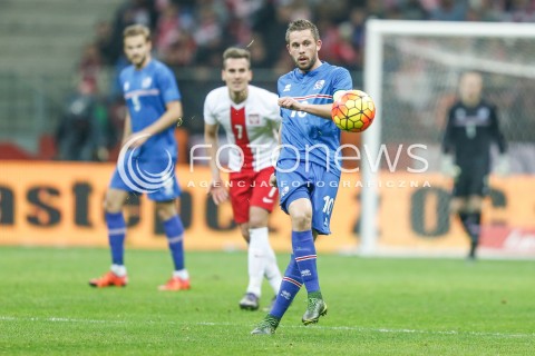  13.11.2015 WARSZAWA PILKA NOZNA <br />FRIENDLY FOOTBALL MATCH<br />POLISH NATIONAL TEAM<br />MECZ TOWARZYSKI<br />MECZ POLSKA - ISLANDIA<br />N/Z GYLFI THOR SIGURDSSON<br /> 