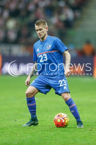  13.11.2015 WARSZAWA PILKA NOZNA <br />FRIENDLY FOOTBALL MATCH<br />POLISH NATIONAL TEAM<br />MECZ TOWARZYSKI<br />MECZ POLSKA - ISLANDIA<br />N/Z ARI FREYR SKULASON<br /> 