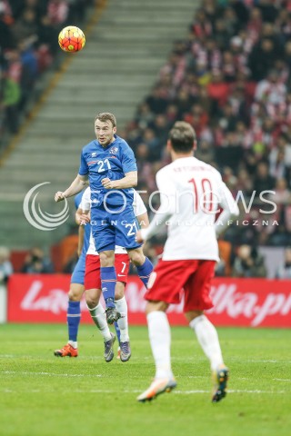  13.11.2015 WARSZAWA PILKA NOZNA <br />FRIENDLY FOOTBALL MATCH<br />POLISH NATIONAL TEAM<br />MECZ TOWARZYSKI<br />MECZ POLSKA - ISLANDIA<br />N/Z RUNAR SIGURJONSSON<br /> 