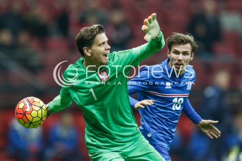  13.11.2015 WARSZAWA PILKA NOZNA <br />FRIENDLY FOOTBALL MATCH<br />POLISH NATIONAL TEAM<br />MECZ TOWARZYSKI<br />MECZ POLSKA - ISLANDIA<br />N/Z BRAMKARZ WOJCIECH SZCZESNY<br /> 