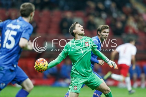  13.11.2015 WARSZAWA PILKA NOZNA <br />FRIENDLY FOOTBALL MATCH<br />POLISH NATIONAL TEAM<br />MECZ TOWARZYSKI<br />MECZ POLSKA - ISLANDIA<br />N/Z BRAMKARZ WOJCIECH SZCZESNY<br /> 