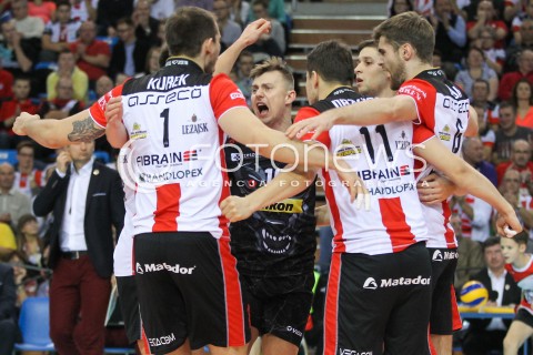  14.11.2015 RZESZOW<br />SIATKOWKA PLUSLIGA 2015/2016 MEN VOLLEYBALL POLAND POLISH PLUS LIGA LEAGUE SEASON 2015/2016<br />MECZ ASSECO RESOVIA RZESZOW - JASTRZEBSKI WEGIEL<br />N/Z KRZYSZTOF IGNACZAK RADOSC EMOCJE <br /> 