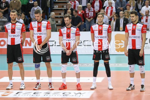  14.11.2015 RZESZOW<br />SIATKOWKA PLUSLIGA 2015/2016 MEN VOLLEYBALL POLAND POLISH PLUS LIGA LEAGUE SEASON 2015/2016<br />MECZ ASSECO RESOVIA RZESZOW - JASTRZEBSKI WEGIEL<br />N/Z MINUTA CISZY - PAMIEC OFIAR WE FRANCJI JULIEN LYNEEL <br /> 