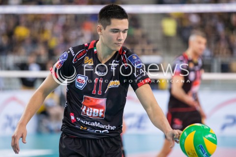  18.11.2015 LODZ POLAND<br />
SIATKOWKA LIGA MISTRZOW MEN CEV VOLLEYBALL CHAMPIONS LEAGUE 2015/2016<br />
MATCH PGE SKRA BELCHATOW - CUCINE LUBE CIVITANOVA<br />
N/Z MICAH CHRISTENSON SYLWETKA<br />
 