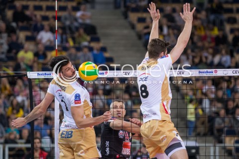  18.11.2015 LODZ POLAND<br />
SIATKOWKA LIGA MISTRZOW MEN CEV VOLLEYBALL CHAMPIONS LEAGUE 2015/2016<br />
MATCH PGE SKRA BELCHATOW - CUCINE LUBE CIVITANOVA<br />
N/Z IVAN MILJKOVIC FACUNDO CONTE<br />
 
