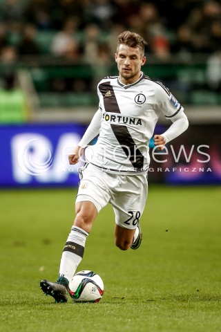  18.11.2015 WARSZAWA PILKA NOZNA <br />FOOTBALL POLISH 1/4 PUCHAR POLSKI STADION LEGII<br />MECZ LEGIA WARSZAWA - CHOJNICZANKA CHOJNICE<br />N/Z LUKASZ BROZ<br /> 