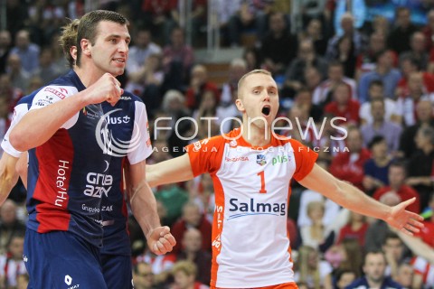  25.11.2015 RZESZOW<br />SIATKOWKA PLUSLIGA 2015/2016 MEN VOLLEYBALL POLAND POLISH PLUS LIGA LEAGUE SEASON 2015/2016<br />MECZ ASSECO RESOVIA RZESZOW - ZAKSA KEDZIERZYN KOZLE<br />N/Z GRZEGORZ BOCIEK PAWEL ZATORSKI RADOSC EMOCJE <br /> 